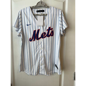 Men's Nike Mets Nientos 27 Jersey in White and Blue, Size L